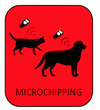 Icon showing two dogs with microchips representing that this vet microchips pets